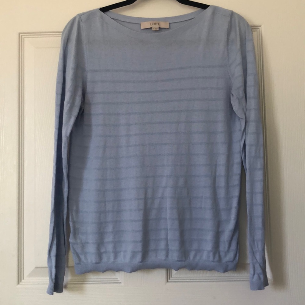 LOFT lightweight striped blue sweater